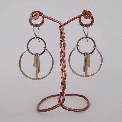 Pendientes colgantes con doble circulo y gotas alargadas
