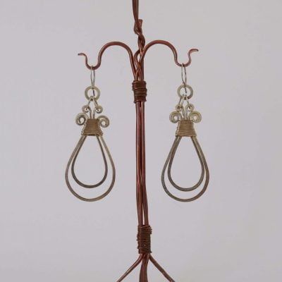 pendientes plateados gota doble contenidas y martilladas