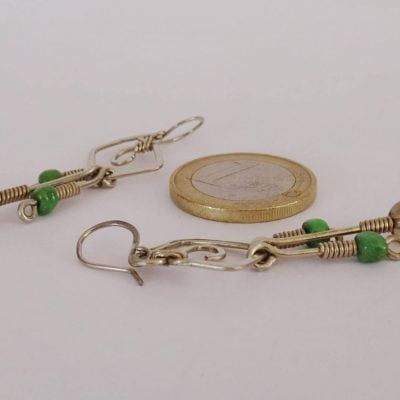 Pendientes cuadrados pequeños con colgantes y cuarzo ahumado