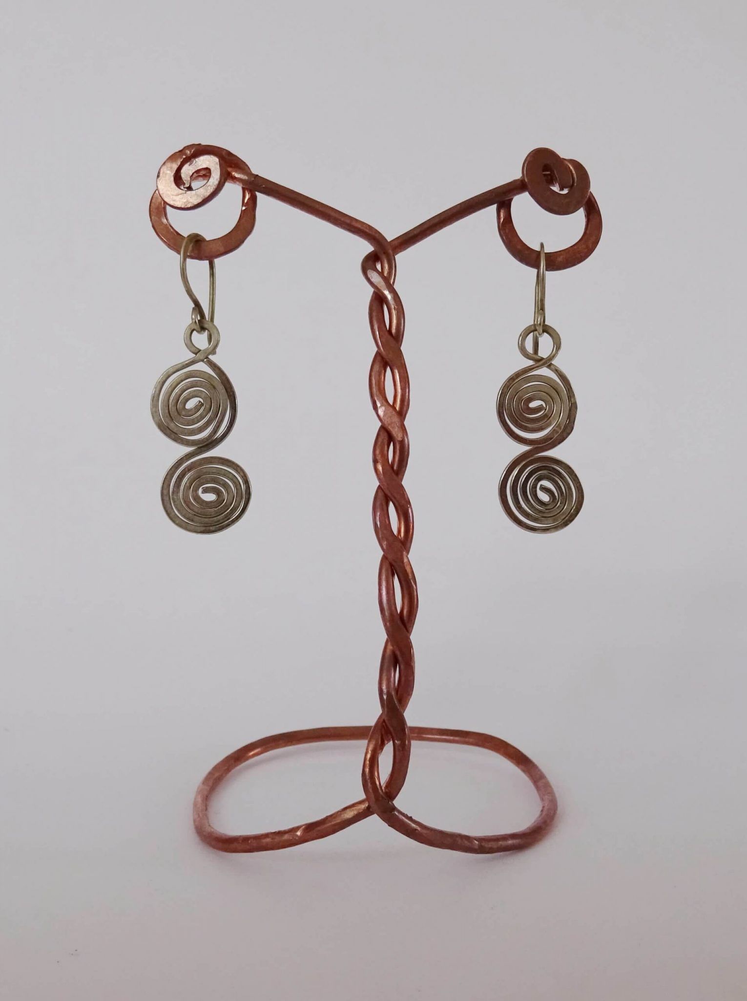 pendientes de espiral doble (2) Pendientes de doble espiral en alpaca martillada