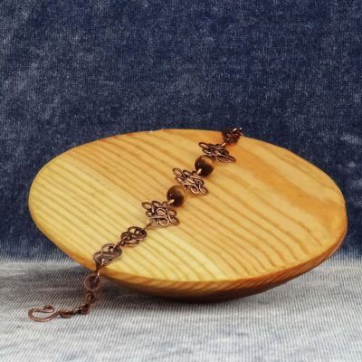 Pulsera de cobre hecha a mano con ojo de tigre natural