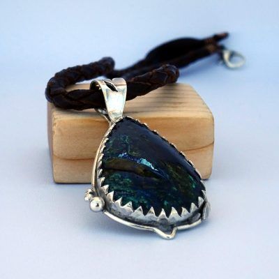 Colgante de plata con azurita natural