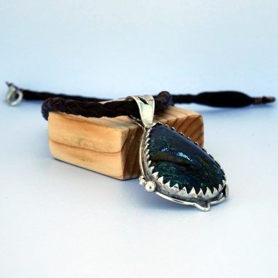 Colgante de plata con azurita natural
