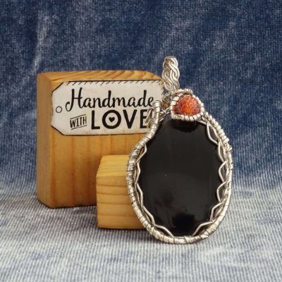 Colgante con obsidiana y plata