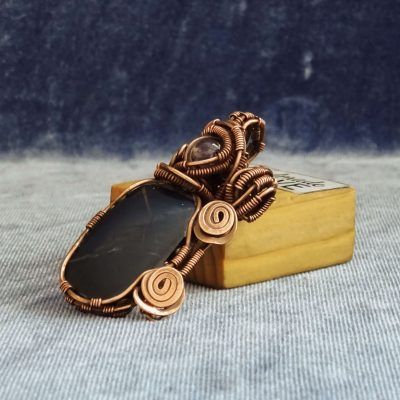 Colgante de cobre con septaria